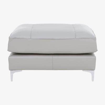 Furniture Village Legend Leather Footstool with Light Feet - Verona Grey