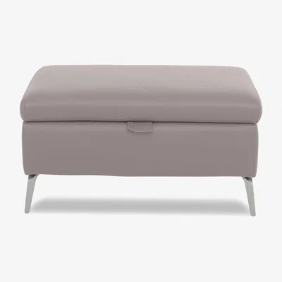 Furniture Village Daytona Leather Storage Footstool - Lead Grey