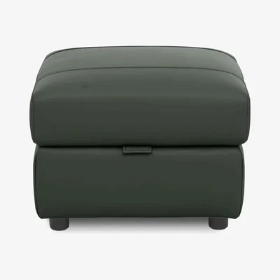 Furniture Village Sloane Leather Storage Footstool - Oslo Pine
