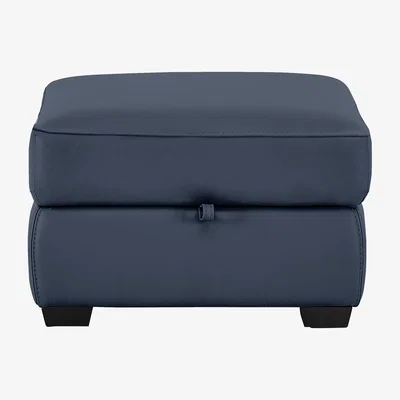 Furniture Village Starlight Express Leather Storage Footstool - Blue- World of Leather