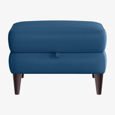 Furniture Village Compact Collection Klein NC Leather Storage Footstool - Carribean Sea