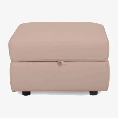 Furniture Village Compact Collection Lille BV Leather Storage Footstool - BV Pebble