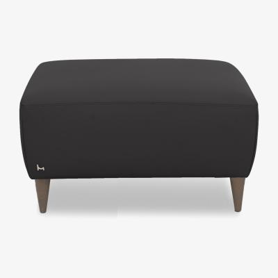 Furniture Village Nicoletti Italia - Milano Leather Footstool - Dali Nero