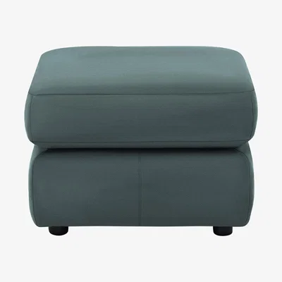 Furniture Village G Plan - Avon Leather Footstool - Cambridge Petrol Blue