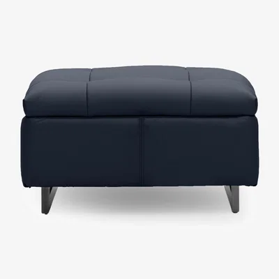 Furniture Village Gisella Leather Large Footstool - Peacock