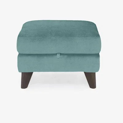 Furniture Village Wade Fabric Storage Footstool - Baby Blue