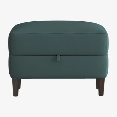 Furniture Village Uno NC Leather Storage Footstool - NC Lake Green