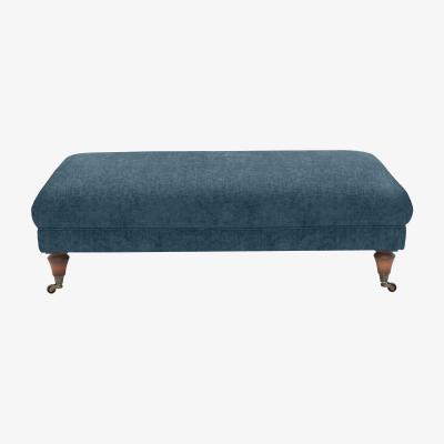 Furniture Village Boutique Chatterley Footstool - Bolero Spruce with Walnut Castors