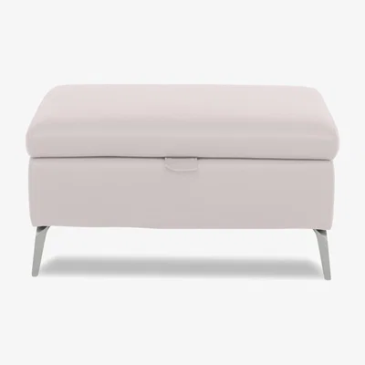 Furniture Village Daytona Leather Storage Footstool - Cotton