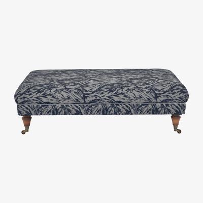 Furniture Village Boutique Chatterley Footstool - Canopy Midnight with Walnut Castors