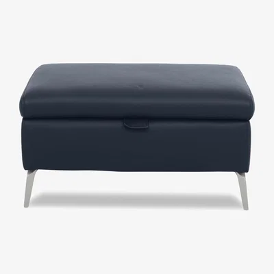 Furniture Village Daytona Leather Storage Footstool - Peacock
