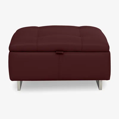 Furniture Village Moet Large Leather Storage Footstool - Ruby
