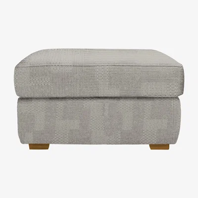 Furniture Village G Plan - Seattle Fabric Storage Footstool with Wooden Feet - Faro Sky