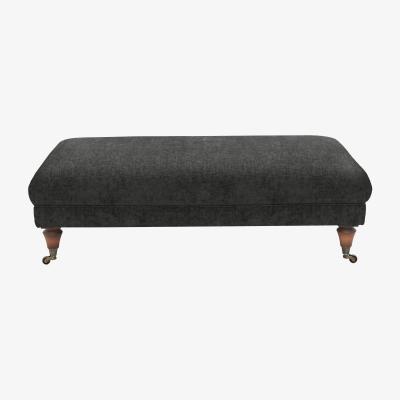Furniture Village Boutique Chatterley Footstool - Bolero Ebony with Walnut Castors
