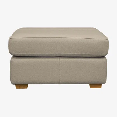 Furniture Village G Plan - Seattle Leather Footstool with Wooden Feet - Oxford Mushroom