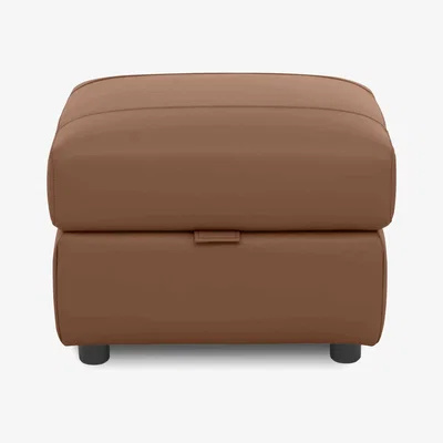 Furniture Village Sloane Leather Storage Footstool - Butterscotch