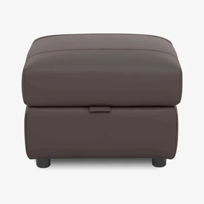 Furniture Village Sloane Leather Storage Footstool - Storm