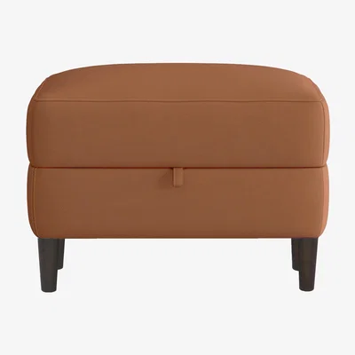 Furniture Village Uno NC Leather Storage Footstool - Pecan Brown