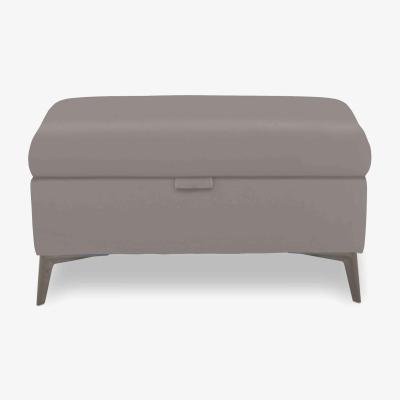 Furniture Village Ezra Leather Storage Footstool - Lead Grey