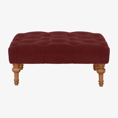 Furniture Village Alexander and James - Chesterfield Collection Small Fabric Footstool - Cranberry with Oak Feet