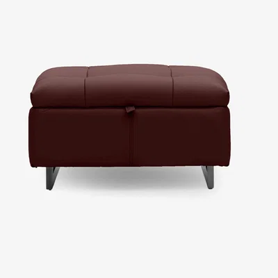 Furniture Village Gisella Leather Storage Footstool - Ruby