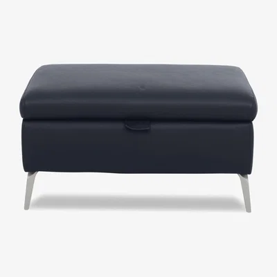 Furniture Village Daytona Leather Storage Footstool - Navy
