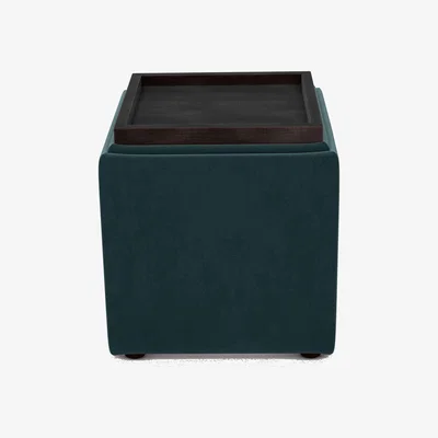 Furniture Village The Lounge Co. - Bronwyn Storage Cube Tray Stool - Evening Teal