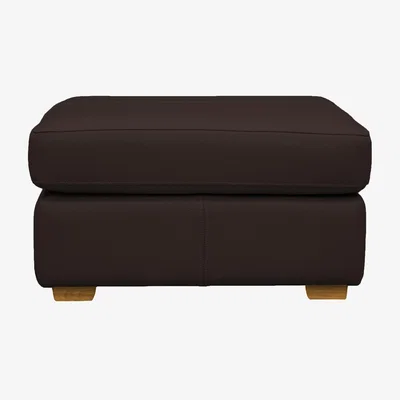 Furniture Village G Plan - Seattle Leather Storage Footstool with Wooden Feet - Capri Chocolate