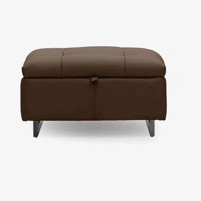 Furniture Village Gisella Leather Storage Footstool - Chocolate