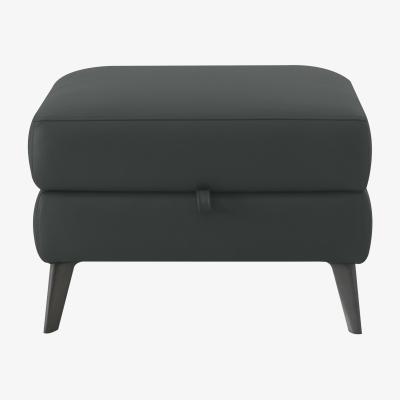 Furniture Village Domicil - Logan Leather Storage Footstool - NN Shale Grey