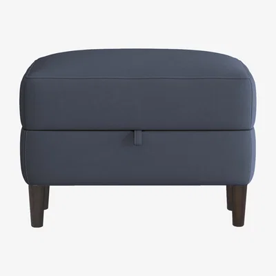 Furniture Village Uno NC Leather Storage Footstool - NC Ocean Blue