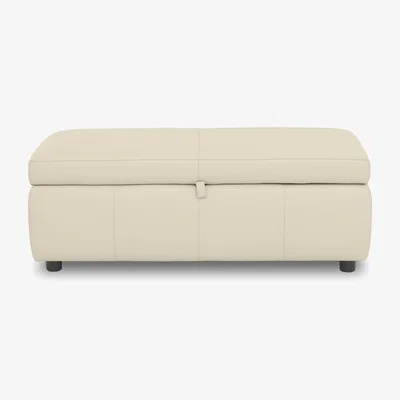 Furniture Village Tyrell 120cm NC Leather Blanket Box - NC Bisque