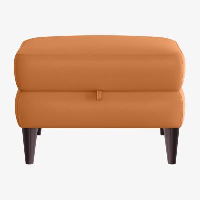 Furniture Village Compact Collection Klein NC Leather Storage Footstool - NC Honey Yellow