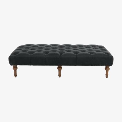 Furniture Village Alexander and James - Chesterfield Collection Large Leather Footstool - Indigo - Dark Feet