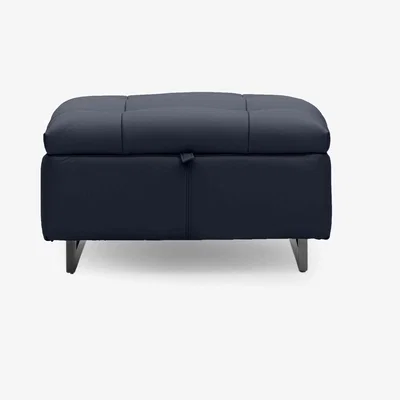 Furniture Village Gisella Leather Storage Footstool - Peacock
