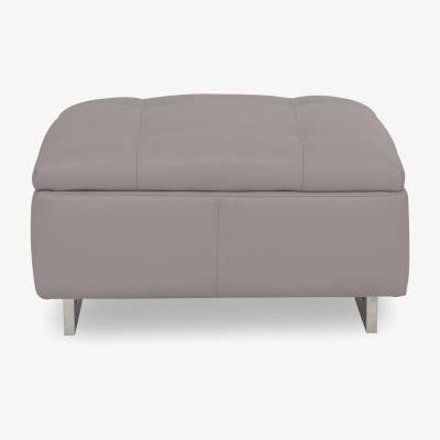 Furniture Village Moet Large Leather Standard Footstool - Lead Grey