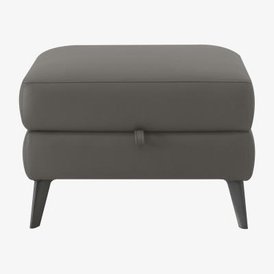Furniture Village Domicil - Logan Leather Storage Footstool - NN Elephant Grey
