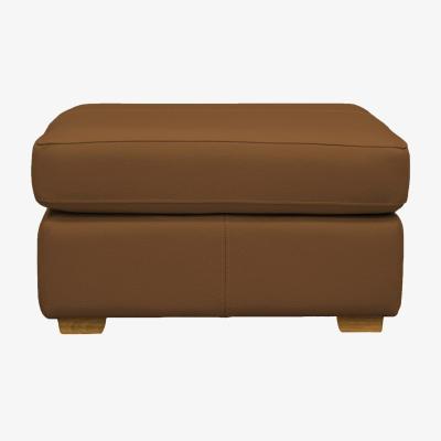 Furniture Village G Plan - Seattle Leather Storage Footstool with Wooden Feet - Cambridge Tan