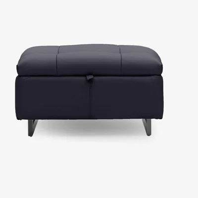 Furniture Village Gisella Leather Storage Footstool - Lavender Grey