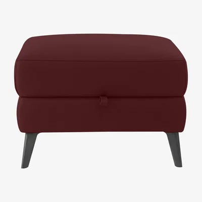 Furniture Village Domicil - Maddox Leather Storage Footstool - Burgundy
