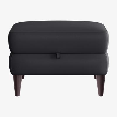 Furniture Village Compact Collection Klein HW Leather Storage Footstool - Black