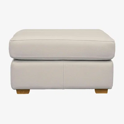 Furniture Village G Plan - Seattle Leather Storage Footstool with Wooden Feet - Light Grey