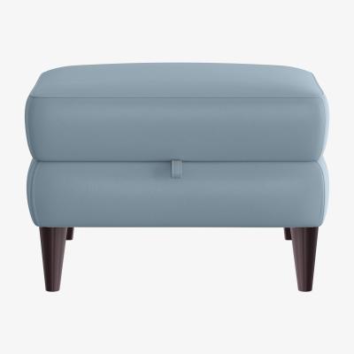 Furniture Village Compact Collection Klein NC Leather Storage Footstool - Pearl Blue