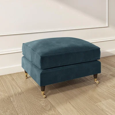Furniture123 Petrol Blue Velvet Footstool - Payton