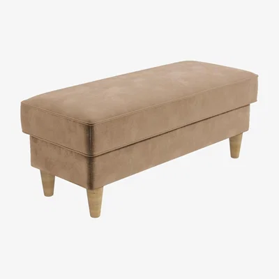 Furniture123 Beige Velvet Footstool- Idris