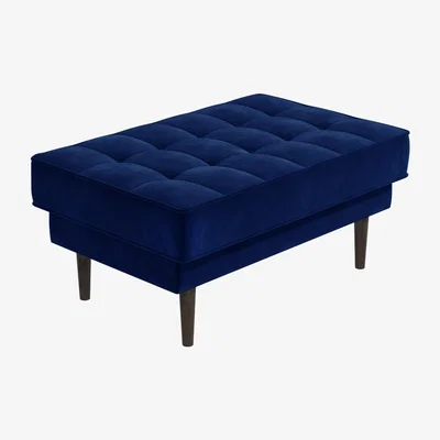 Furniture123 Navy Blue Velvet Footstool - Elba