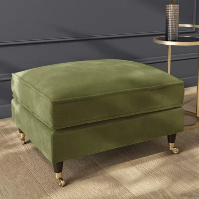 Furniture123 Olive Green Velvet Footstool - Payton