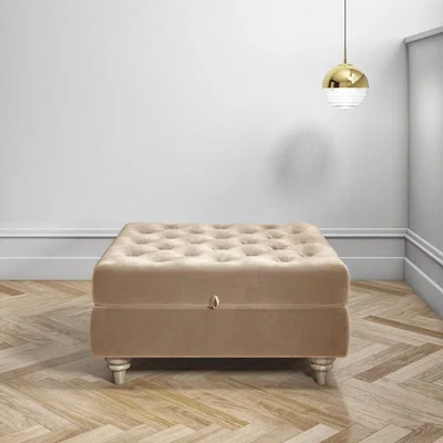 Furniture123 Beige Ottoman Storage Footstool - Buttoned - Inez