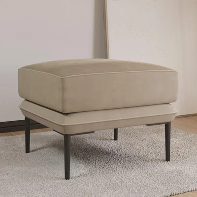 Furniture123 Small Beige Velvet Footstool - Lenny