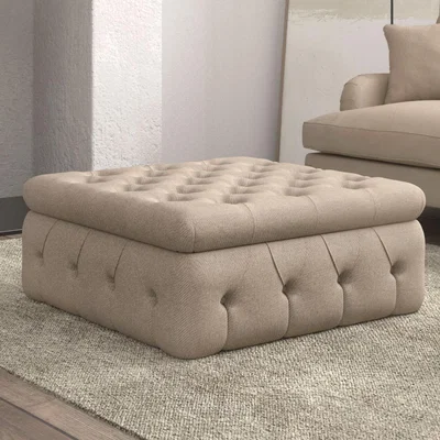 Furniture123 Large Beige Fabric Storage Footstool - Payton